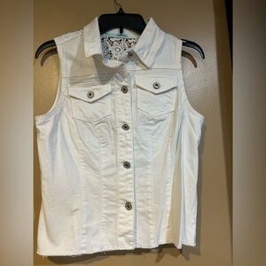 Maurices Cream (white) Lace-Accented Vest